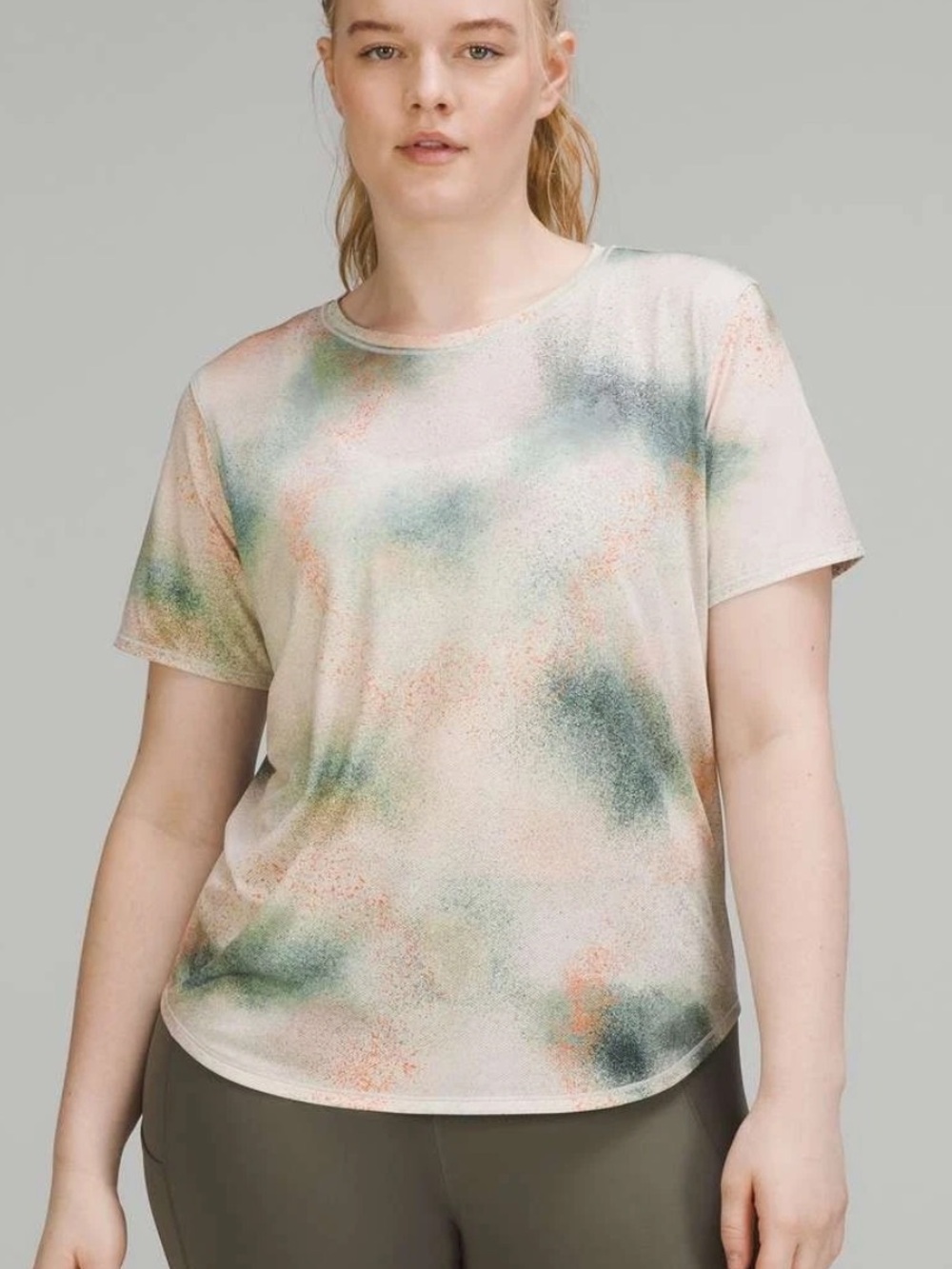Lululemon High-Neck Running and Training T-Shirt Spray Camo Silver Blue Size 20